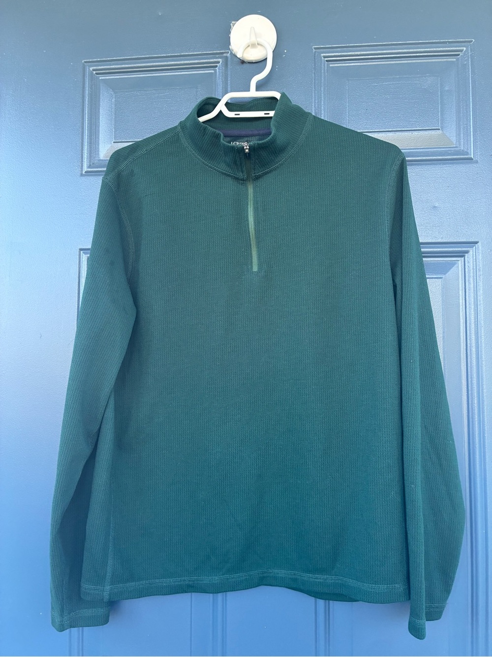 J. Crew Men's Deep Forest Green Quarter-Zip Sweater Business Casual